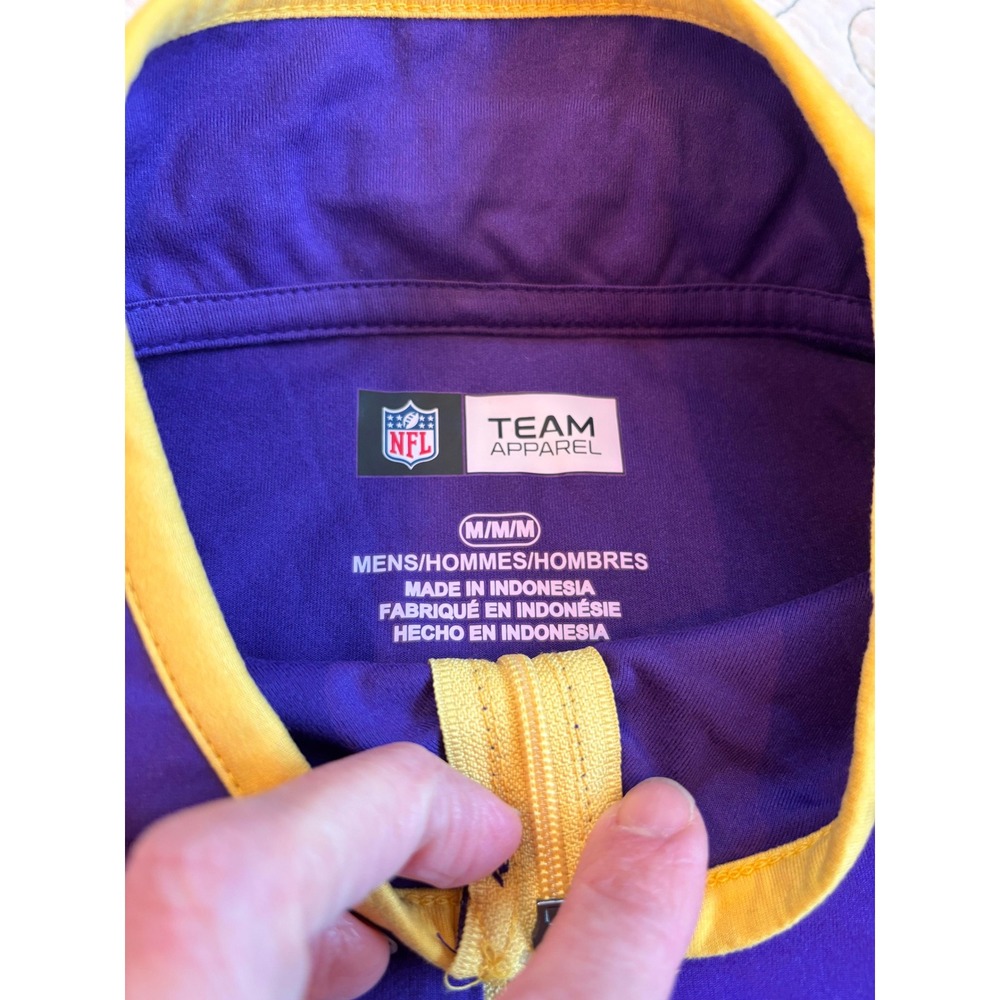 Minnesota Vikings NFL Team Apparel Purple Yellow Quarter Zip Pullover Men's M - Picture 3 of 4